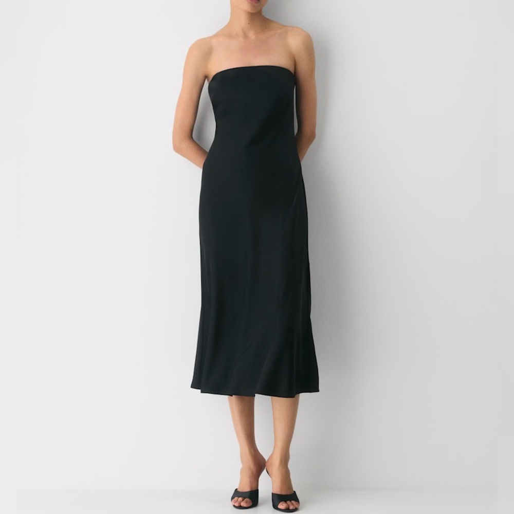 Wilfred Strapless Black Midi Dress